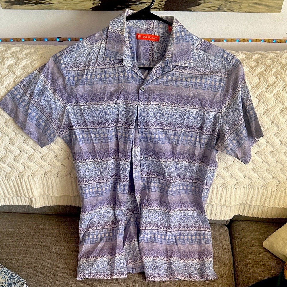 Tori Richard Blue and Purple Patterned Shirt